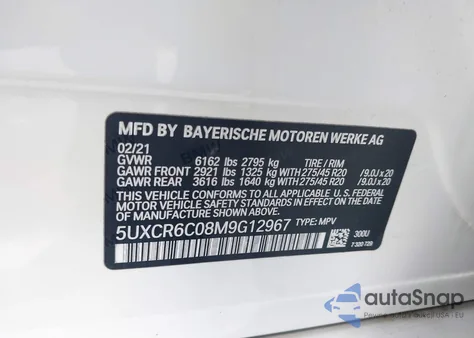 2021 BMW X5 xDrive40I из США, поврежденный, VIN 5UXCR6C08M9G12967